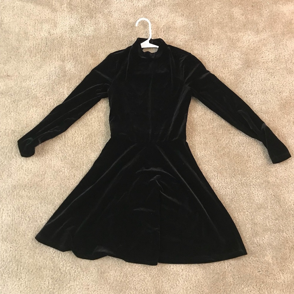 American Apparel black velvet skater dress